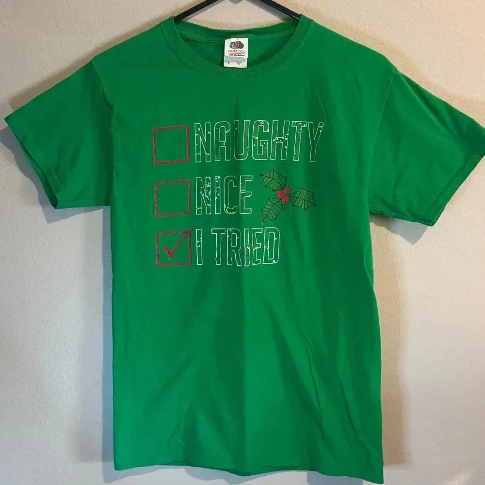 CHRISTMAS TSHIRT NAUGHTY NICE Size S